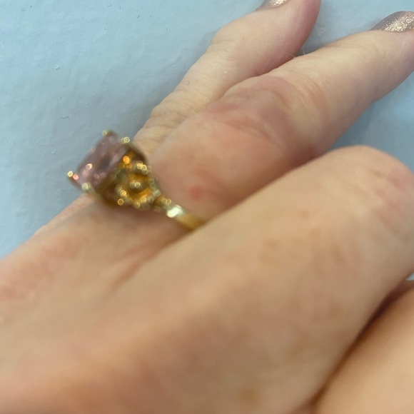 Vintage Pink Ice Solitaire 10k Yellow Gold Ring Size 7 - Picture 6 of 8